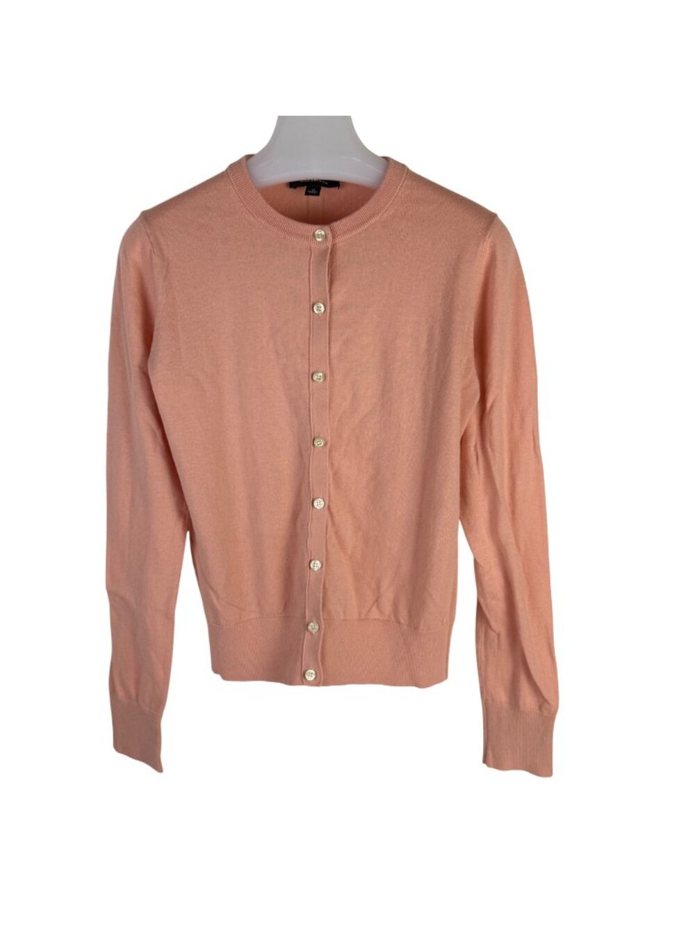 Ann Taylor Crewneck Cardigan Long-Sleeve Cotton-Blend Pink Size M